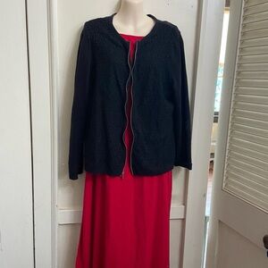 Liz Claiborne Black Zippered Sweater Cardigan (XL)